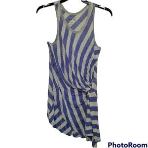 We The Free asymmetrical long tank size medium blue stripes side scoop